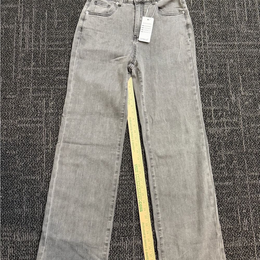 ETTELO Womens Jeans High Waisted Straight Leg Loose Stretchy Pants Size 10